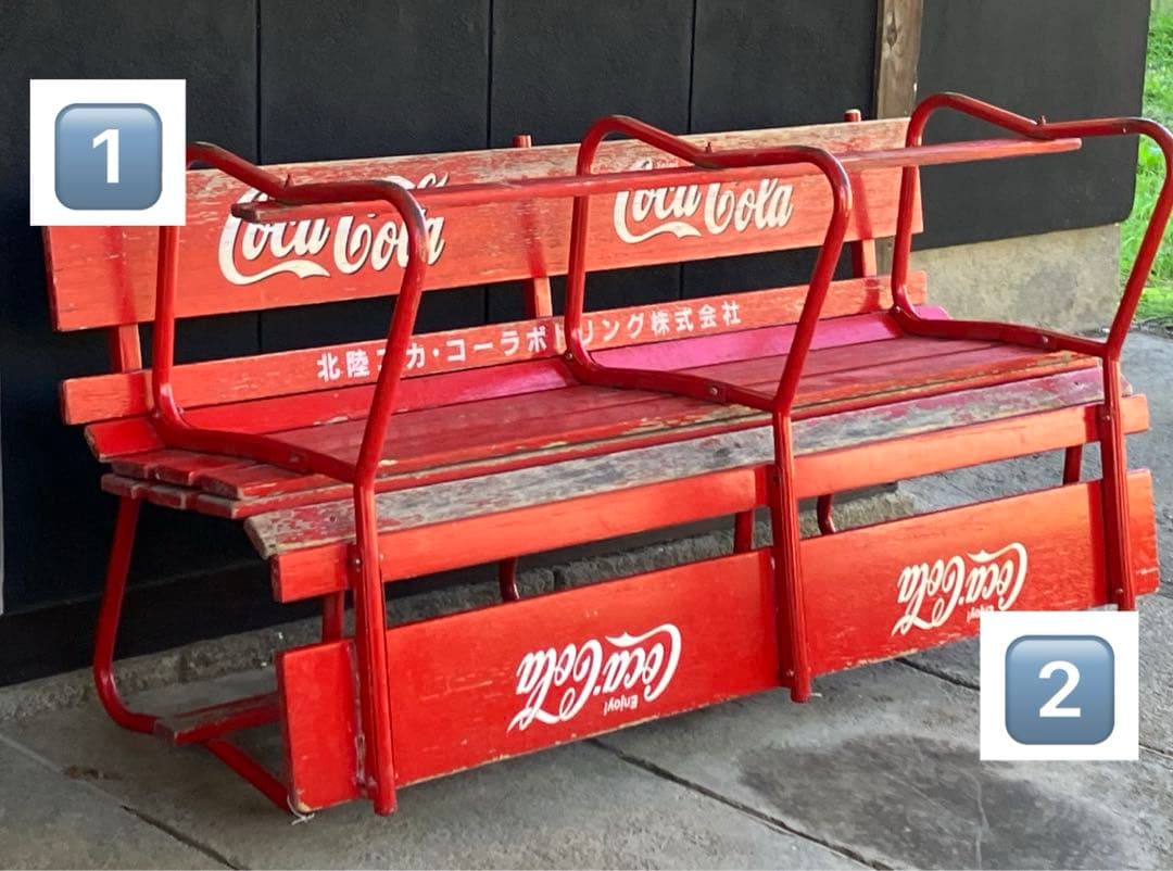 Coca-Cola コカコーラ 木製 アウトドア ベンチ レトロ 椅子 長椅子
