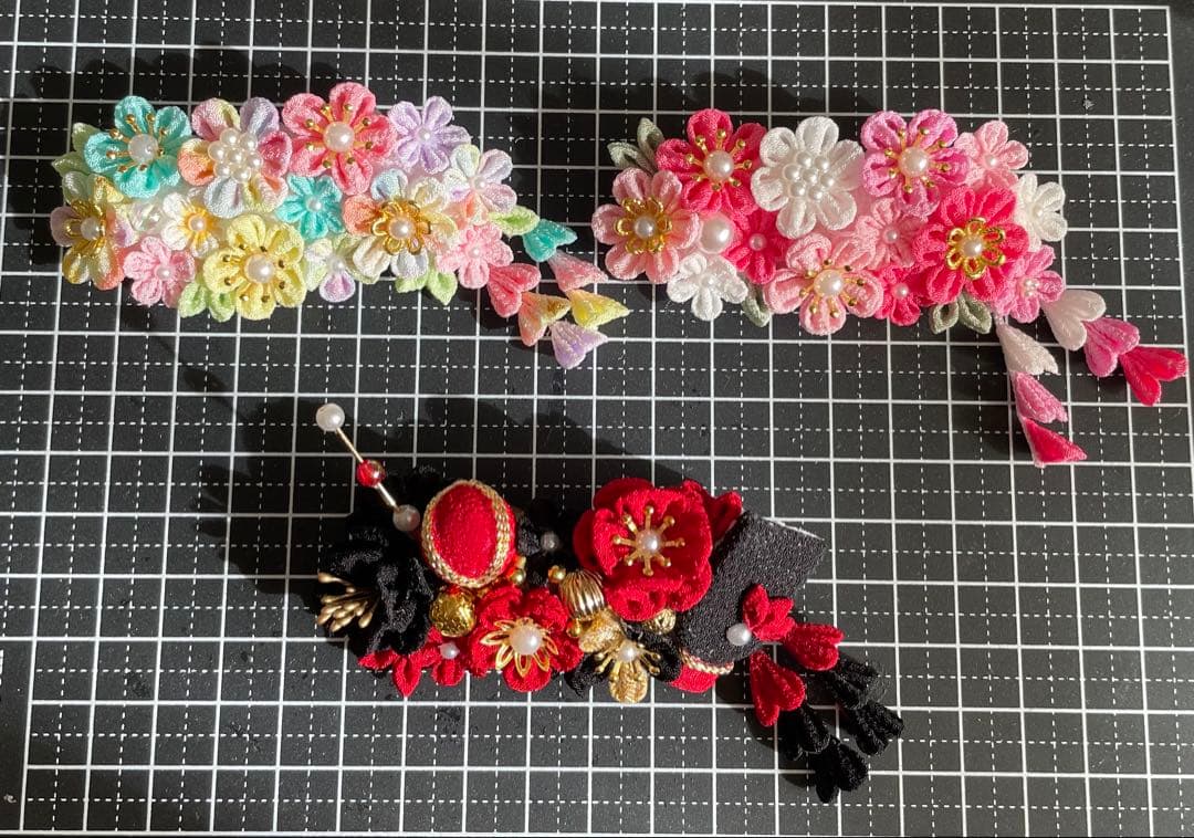 snsn　犬用バレッタ　つまみ細工