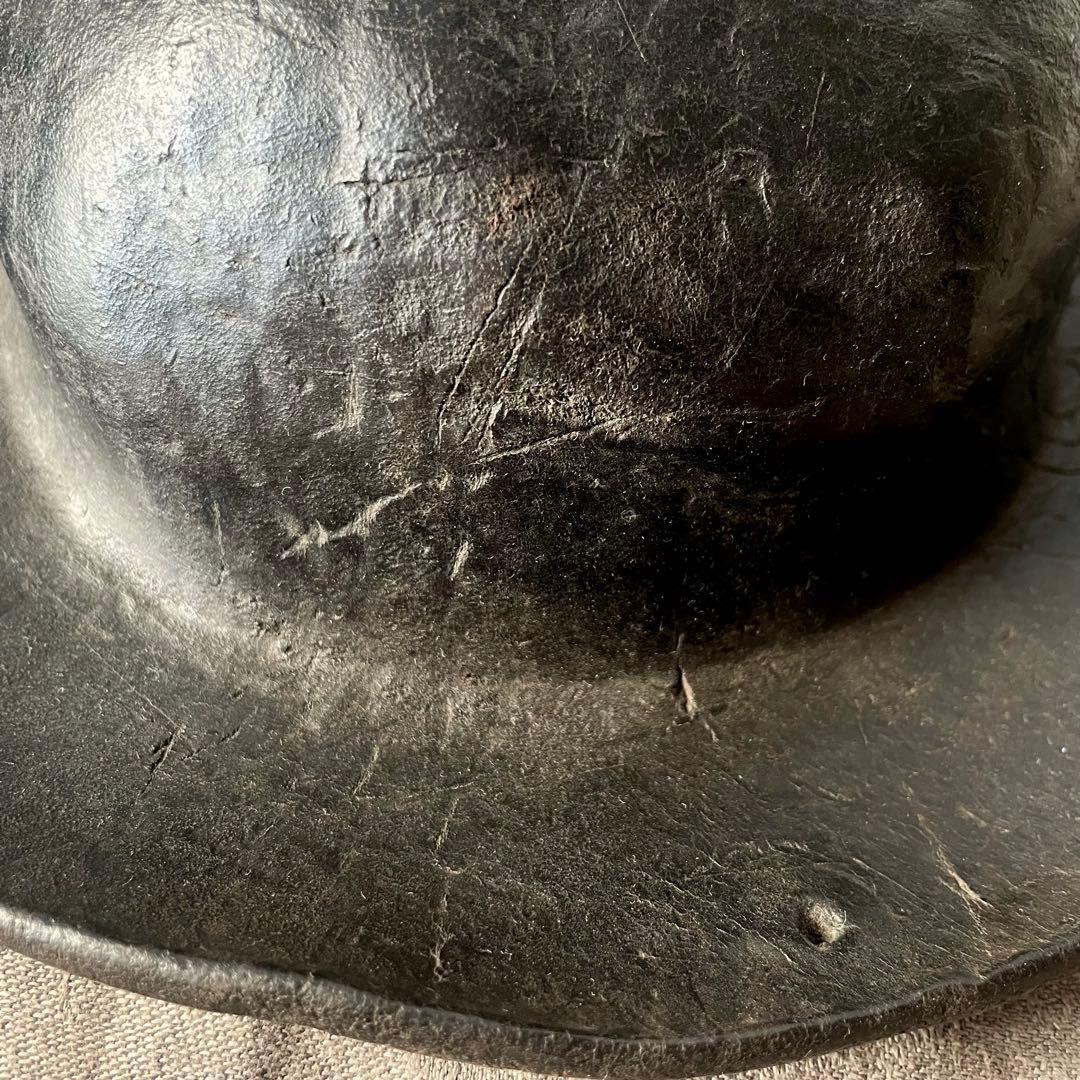 【希少】炭鉱夫帽子　レザーヘルメット　19世紀　フランスアンティーク　コレクター