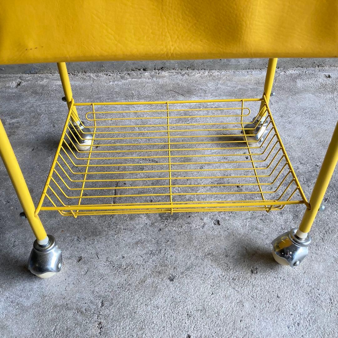 ウッドペッカー ワゴン カート ラック カゴ 収納 黄色 ポップ レア レトロ