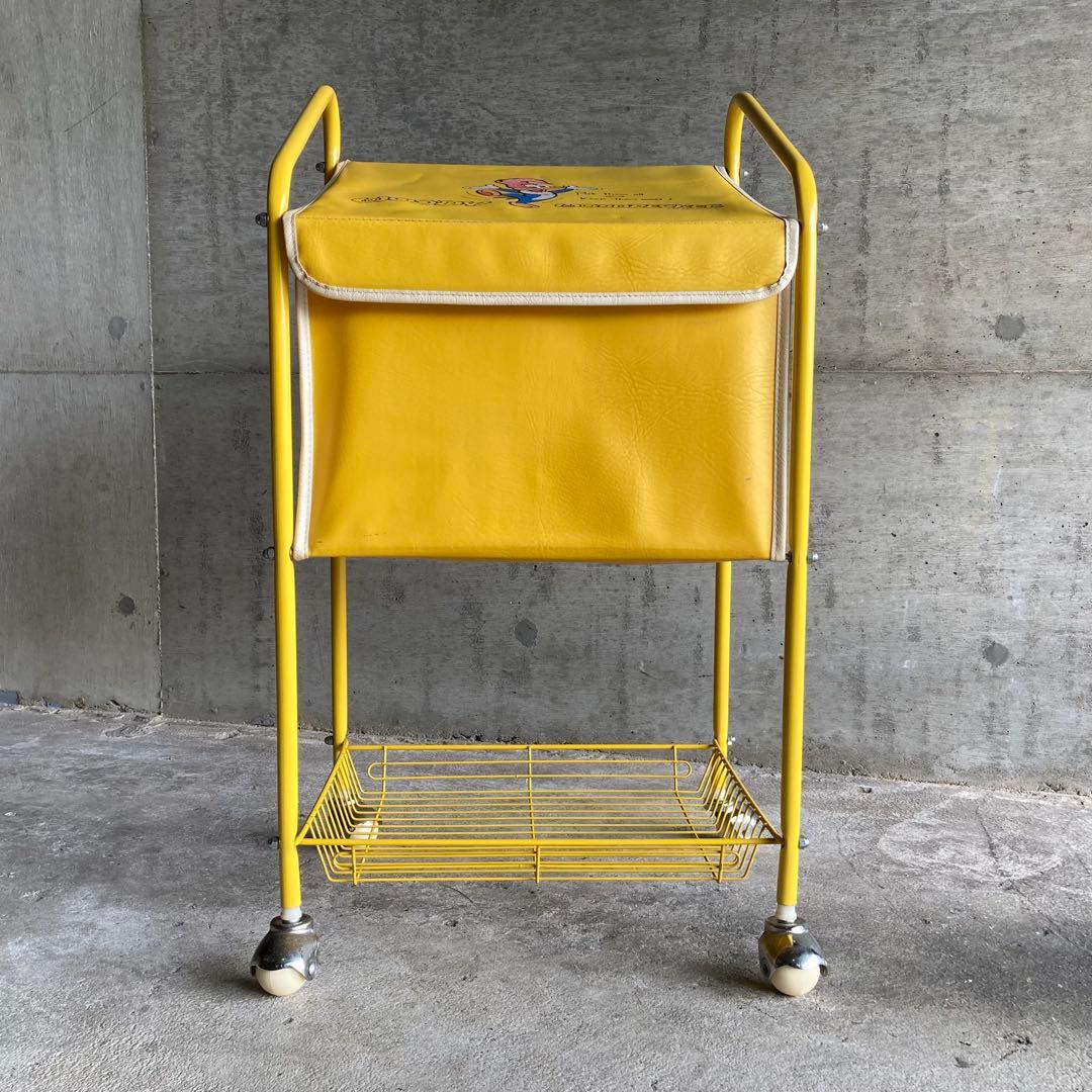 ウッドペッカー ワゴン カート ラック カゴ 収納 黄色 ポップ レア レトロ