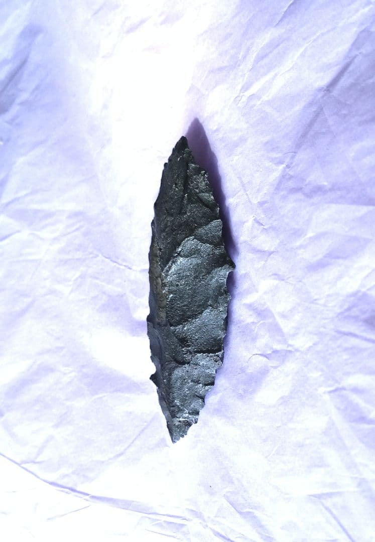 原始人 尖頭器 a ポイント 石器 槍 サヌカイト　模写