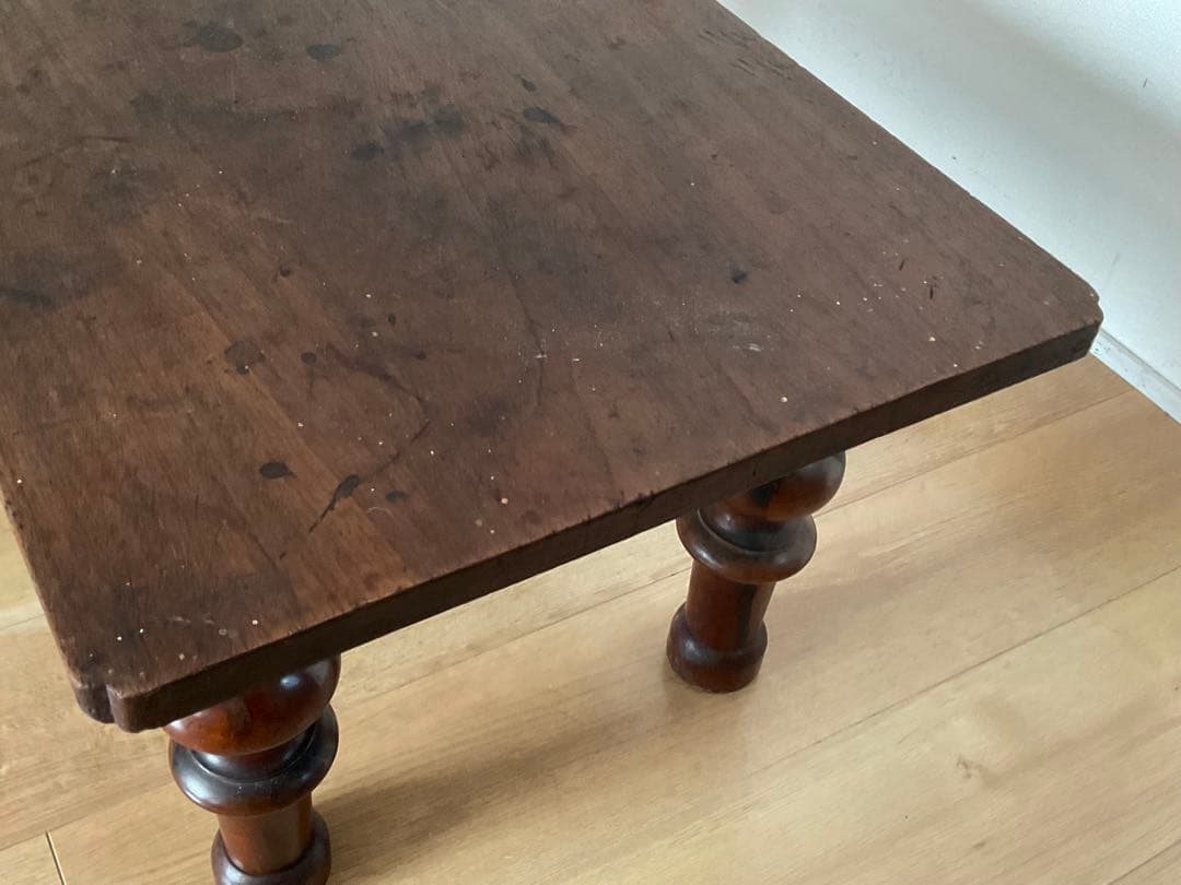 ろくろ脚 ちゃぶ台 文机 ローテーブル 引き出し付き アンティーク家具 古道具