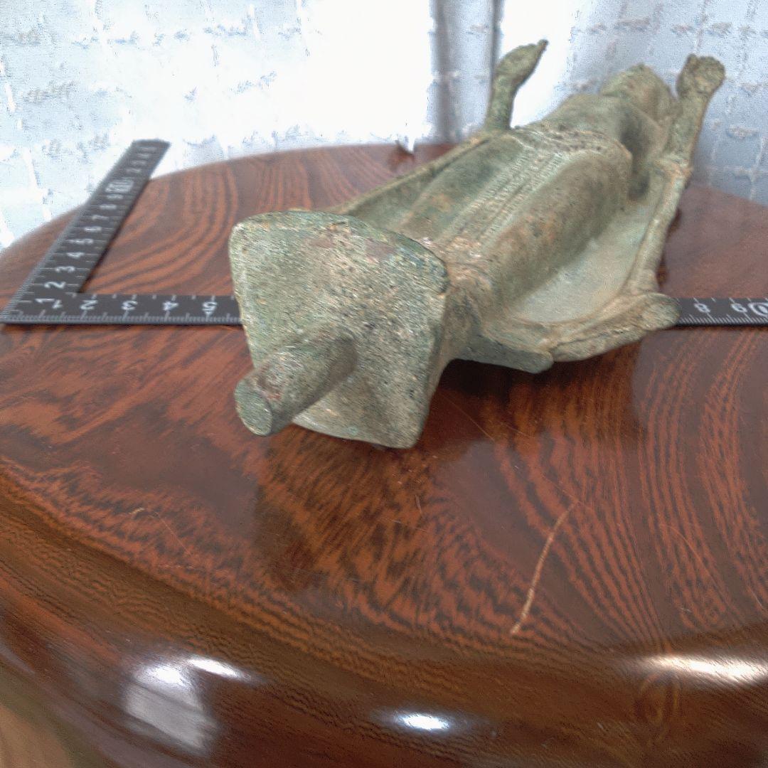 ブロンズ製仏像 約30cm 木製台座付き 古代？