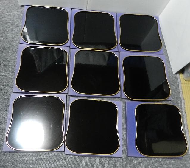 越前塗　縁金　瓢型会席膳　天然木　黒漆器 膳 9枚セット　茶道具
