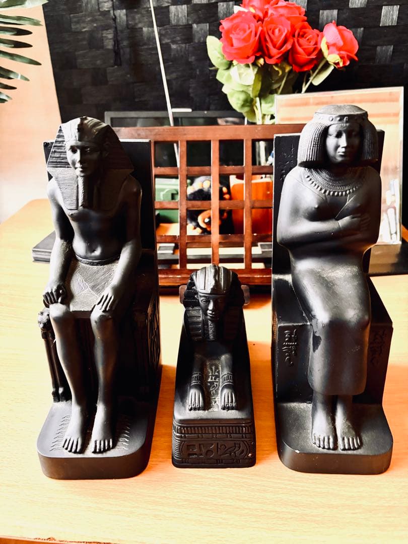 エジプトブームに！エジプトインテリア置物彫刻セット 中型 黒