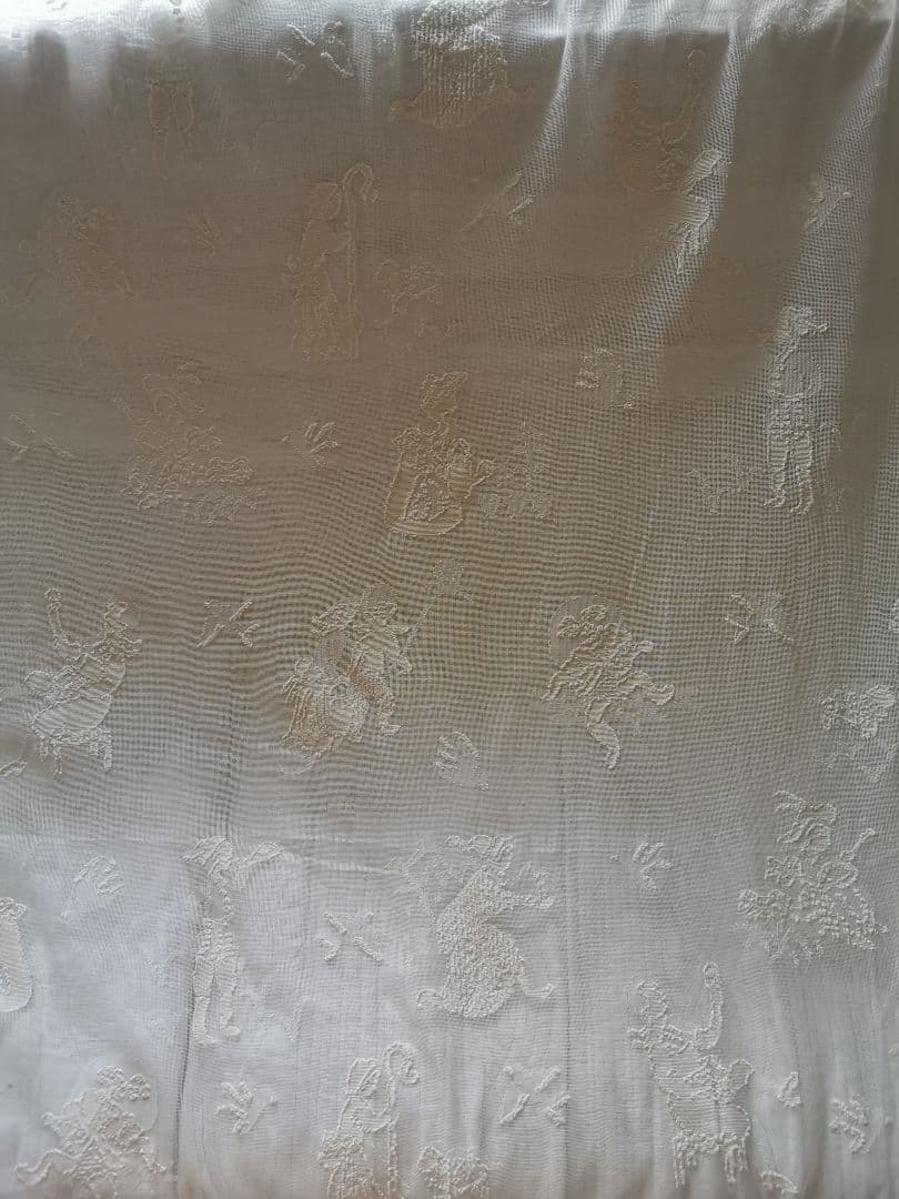 アンティーク お伽話 童話 マドラスレース幅広カーテンパネル ナーサリーライム