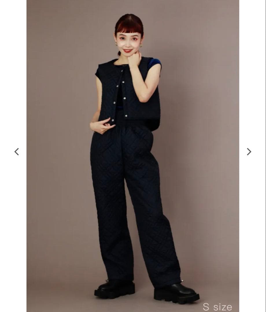 新品 お得 unoa ウノア パンツ ナイトブルー size M Quilted