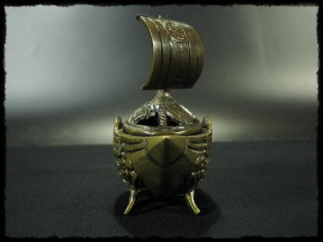 守護 剛章 宝船 香炉 古銅 高岡銅器 茶道具 f7