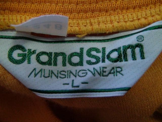 20273　グランドスラム　メンズ　Ｖネック長袖トップス　黄色チェック　Ｌ