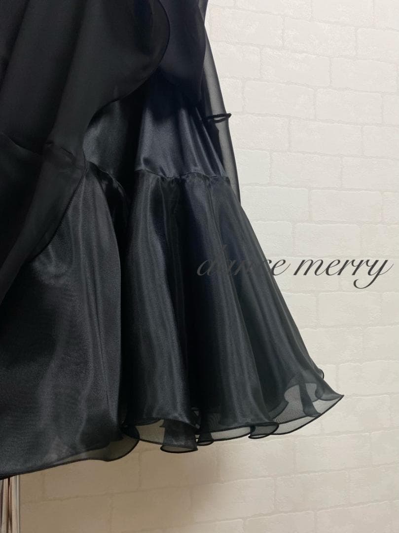 新品　豪華　社交ダンス　スカート　黒　ワルツ　パーティ　クイック　4784