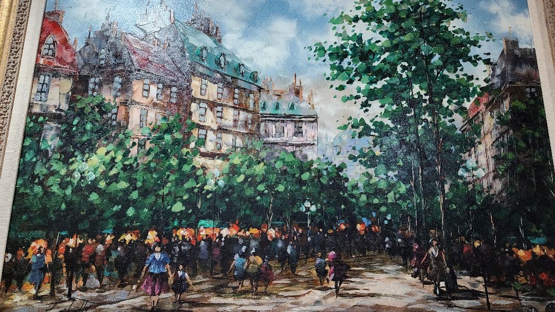 特大 風景 油彩画 油絵 装飾フレーム付き