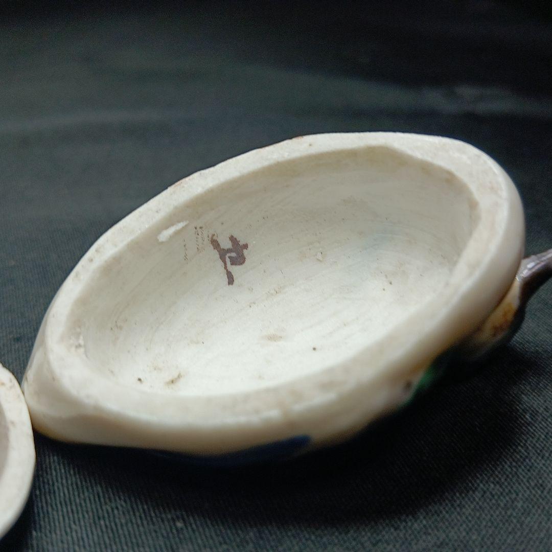 九谷焼　おしどり　香合　桐箱有　本体に花押有