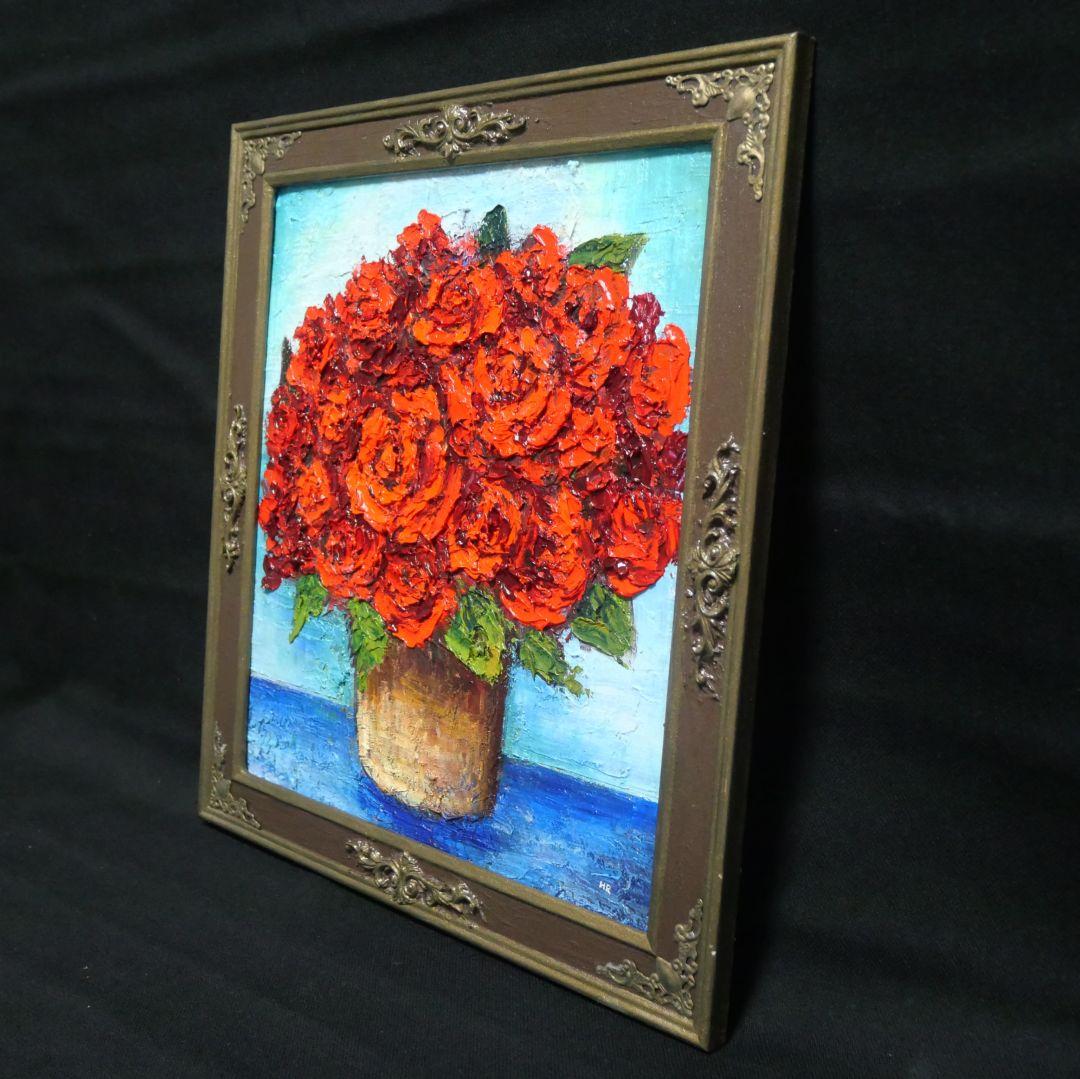 油絵 油彩 油彩画 絵 絵画【赤い薔薇】