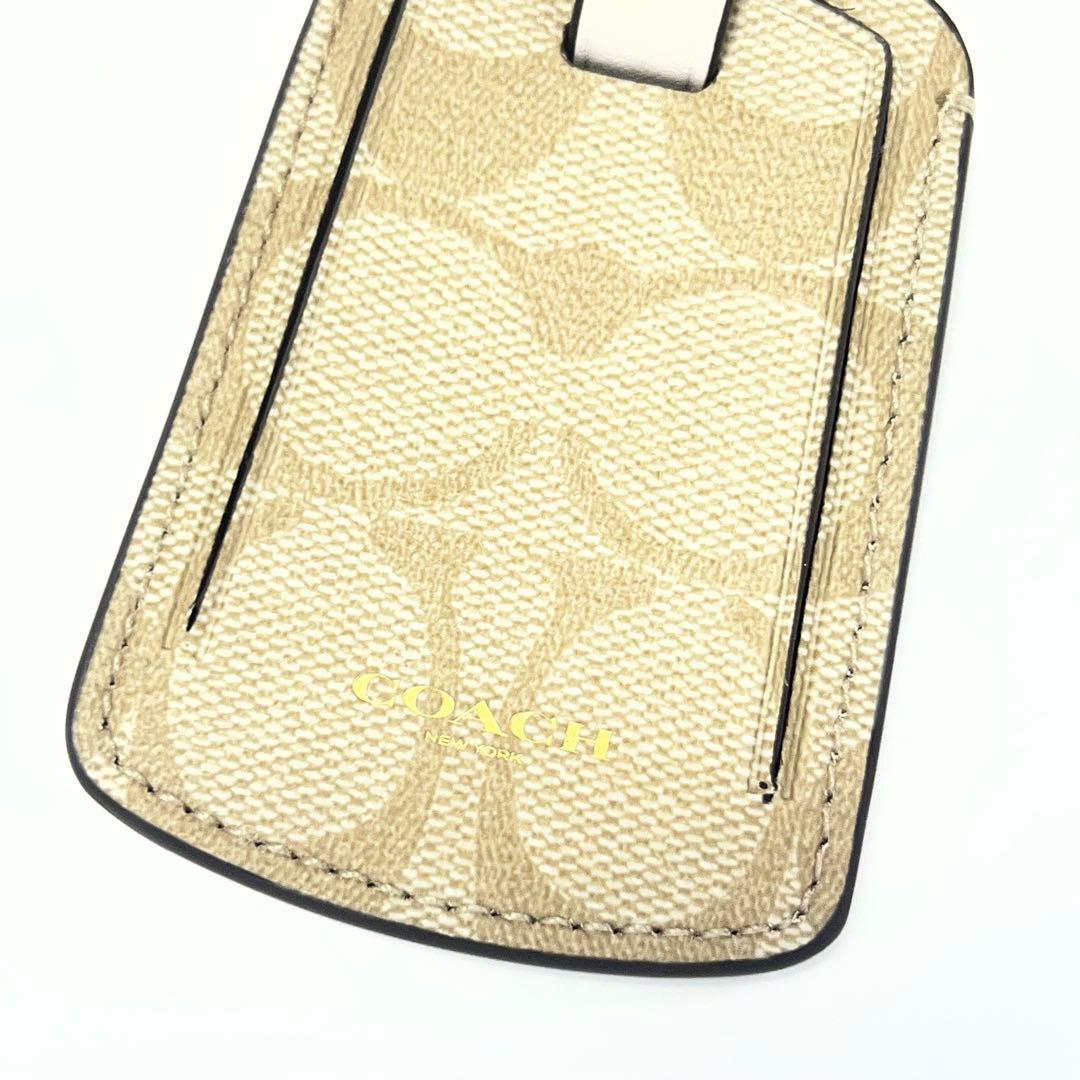COACH ネームタグ シグネチャー ラゲッジタグ ライトカーキ×チョーク