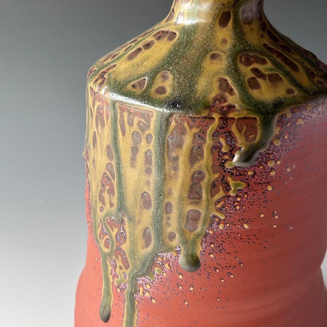 茶道具　無名異焼　砧型　花瓶　花入　佐州窯　　渡辺陶三　共箱　陶芸　新潟　佐渡