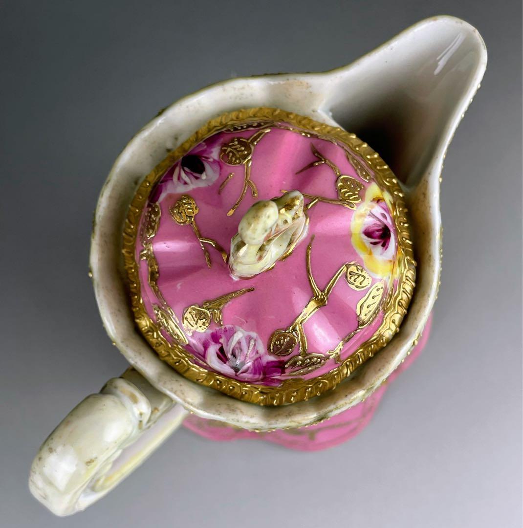 【専用】オールドノリタケ 金盛り 薔薇紋 ピンク ゴールド チョコレートポット