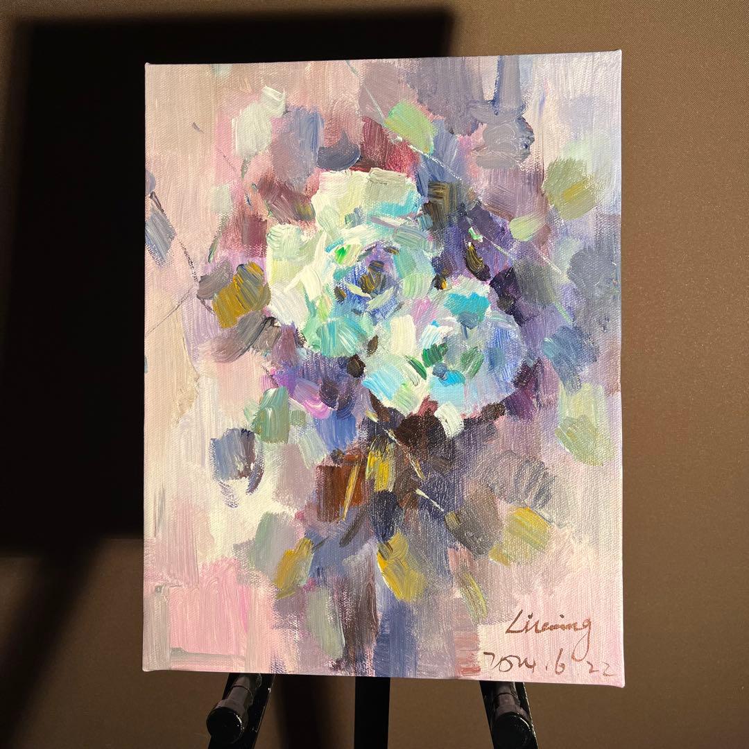 ★秀作★ 手書き油絵 花瓶の花 絵画 インテリア 油彩画