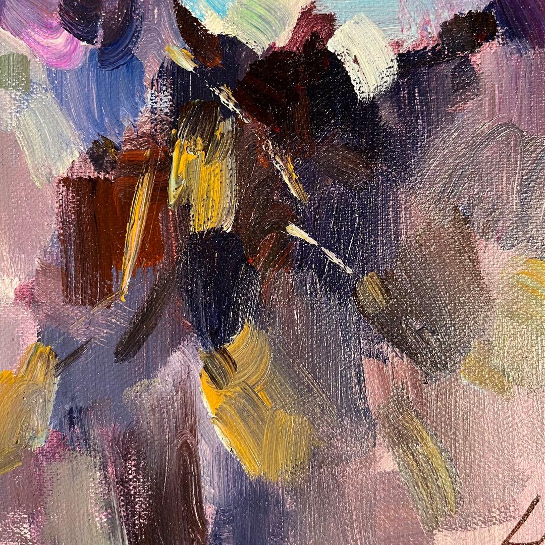 ★秀作★ 手書き油絵 花瓶の花 絵画 インテリア 油彩画