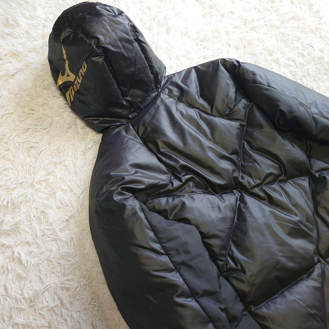 ミズノ ダウンベンチコート ロゴ刺繍 マキシ丈 ダウンコート L