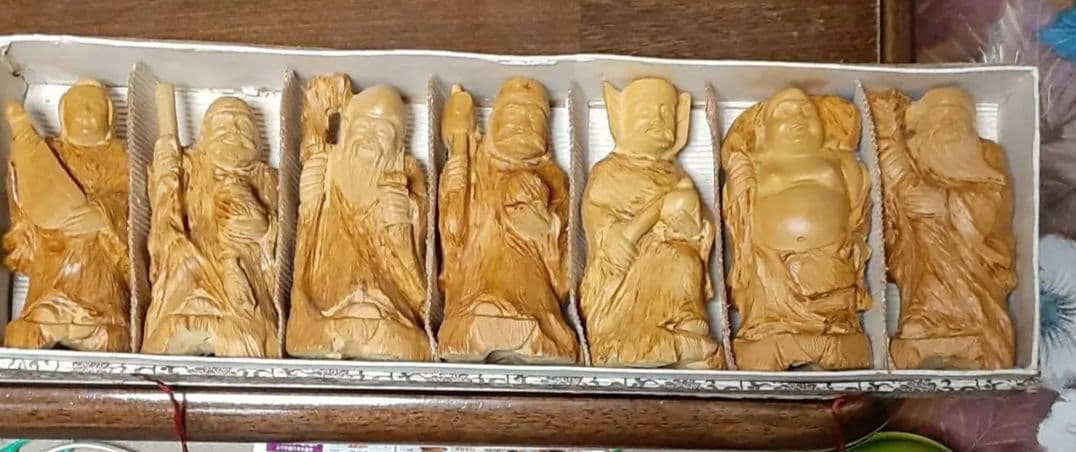 【メル55143】　七福神セット　大きなサイズ　　一刀彫