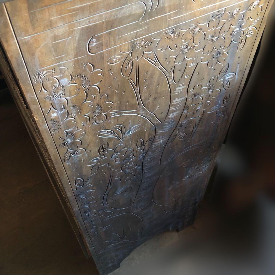 軽井沢彫　箪笥　チェスト　伝統工芸　民芸家具　5杯