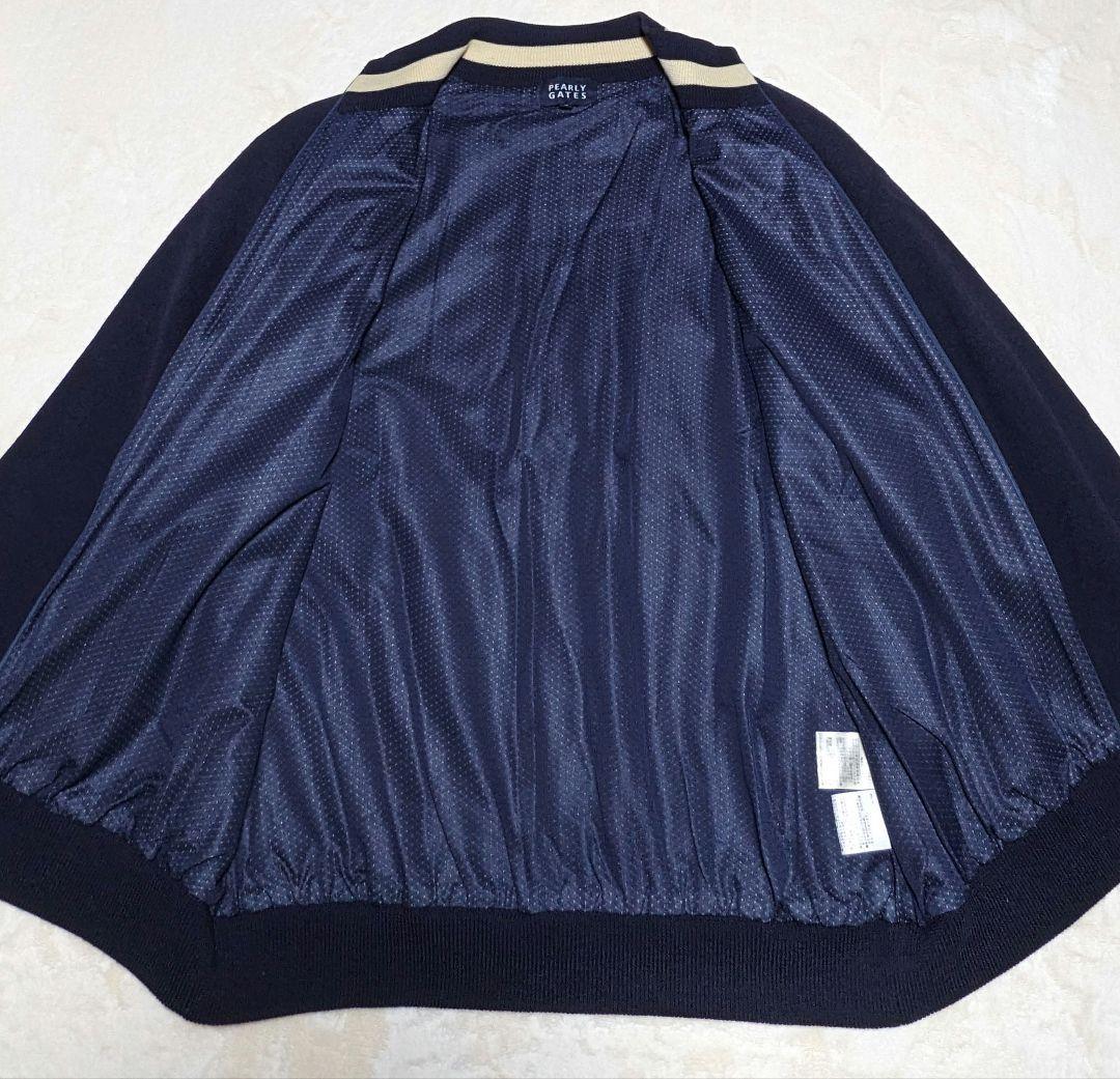 PEARLY GATES フルジップ ニット ジャケット 裏地付き 濃紺