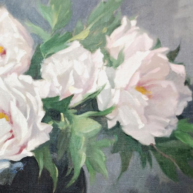 ☆山岸正巳☆「窓辺 牡丹」油絵　F10号　1977年制作　未使用額！