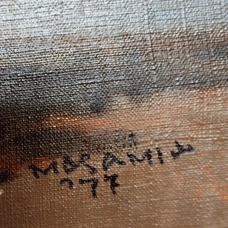 ☆山岸正巳☆「窓辺 牡丹」油絵　F10号　1977年制作　未使用額！