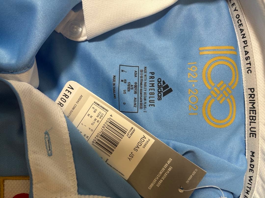 サッカー日本代表adidas PRIMEBLUE 水色 シャツ 100周年記念