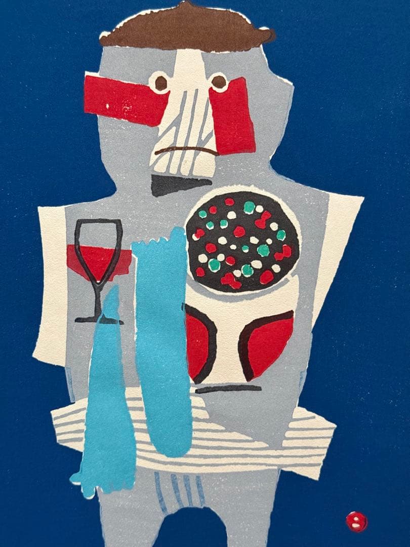 畦地梅太郎「花の季節」木版画（1966年作、直筆サインあり）