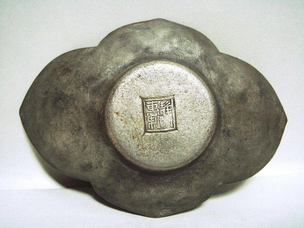 @624『中国美術 古錫 十字紋茶托 ５枚』/骨董品 古美術 古玩 アンティーク