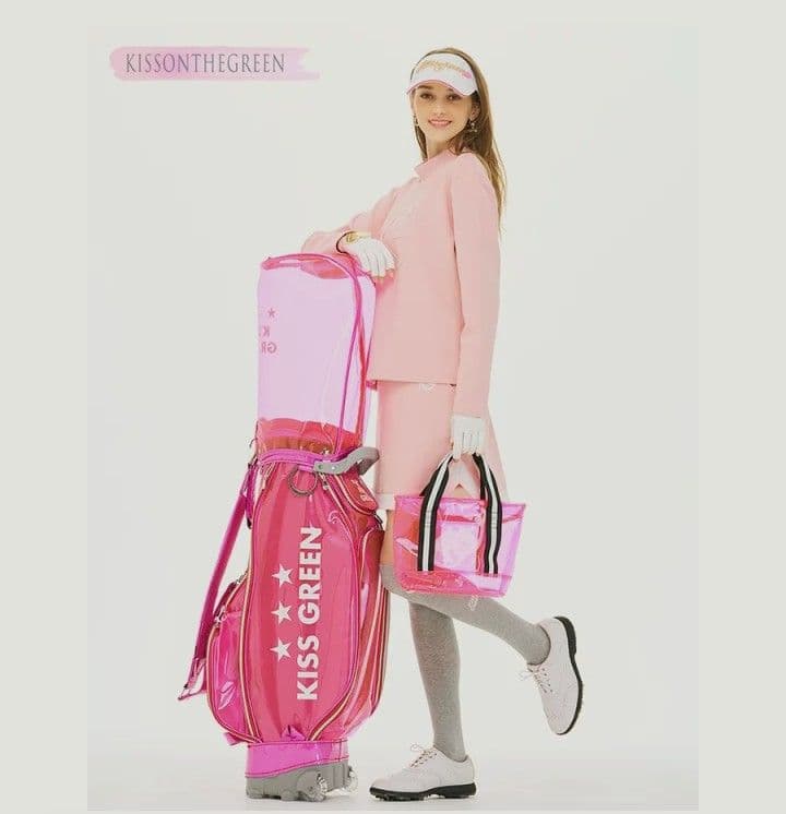 ゴルフバック　可愛い　ハートネームプレート