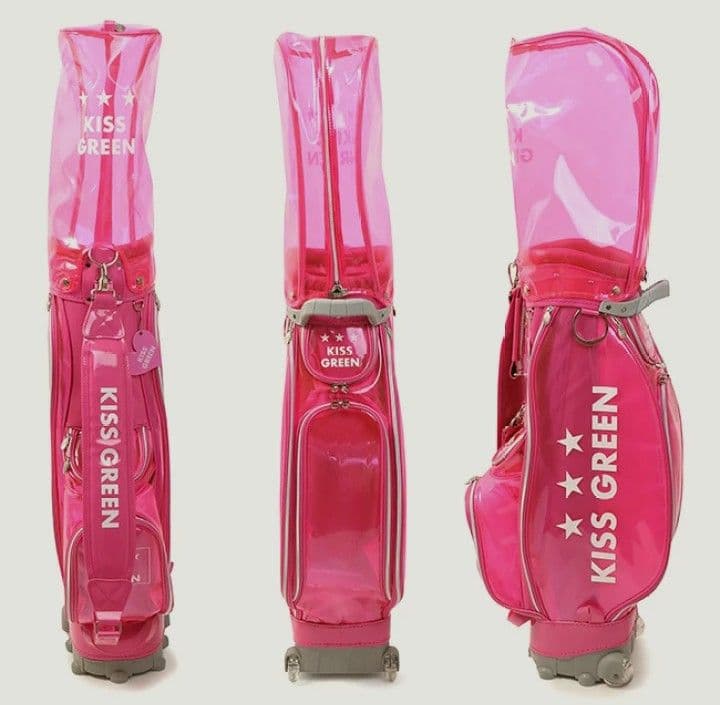 ゴルフバック　可愛い　ハートネームプレート