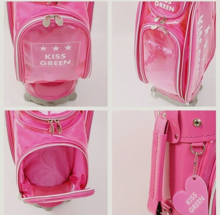 ゴルフバック　可愛い　ハートネームプレート