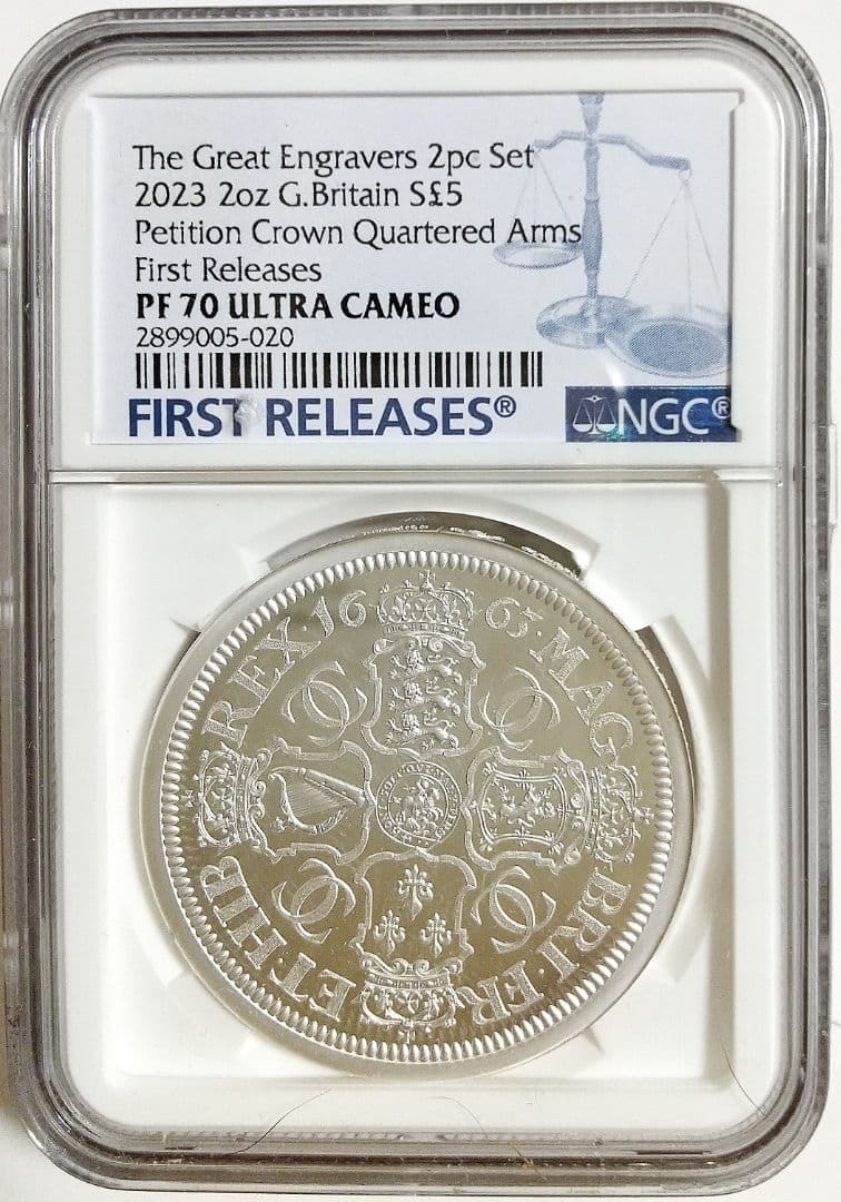 2023年 イギリス ペティションクラウン 盾 2オンス銀貨 NGC PF70