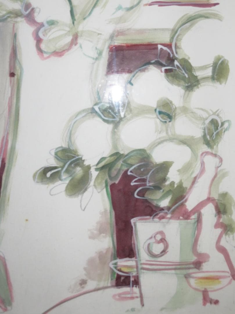 ◆ サージ・マルジス（Serge Marjisse）　水彩　「シャンパン」 ◆