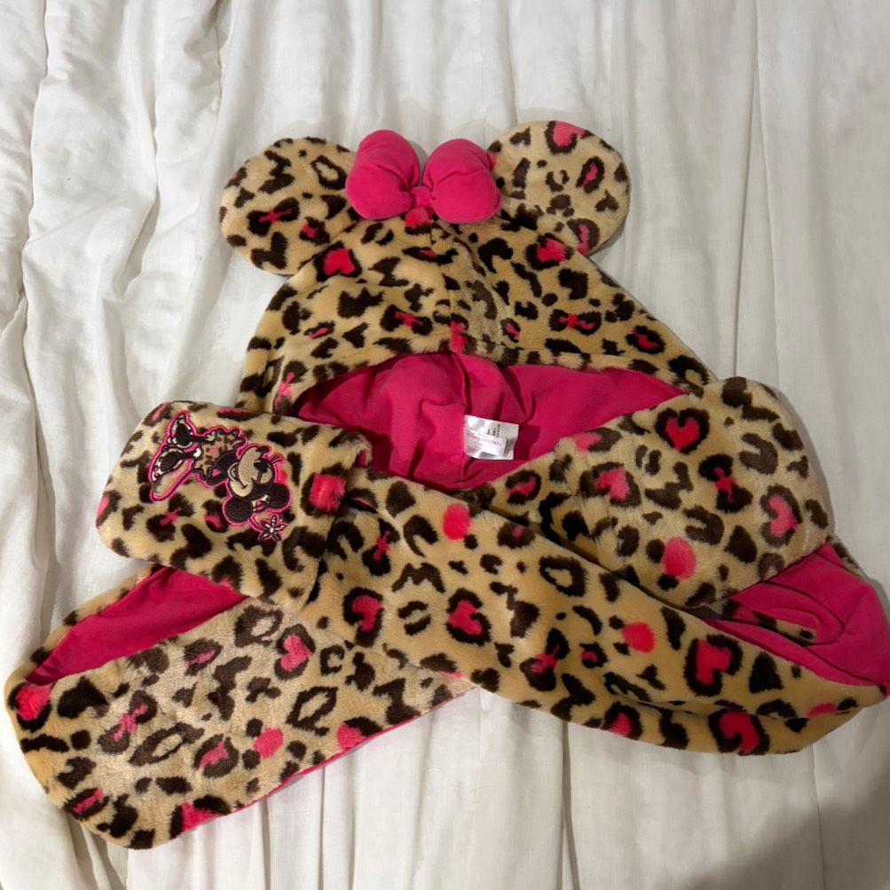 ディズニーミニーちゃん ヒョウ柄 マフラーキャップ ミニー ファンキャップ 豹柄