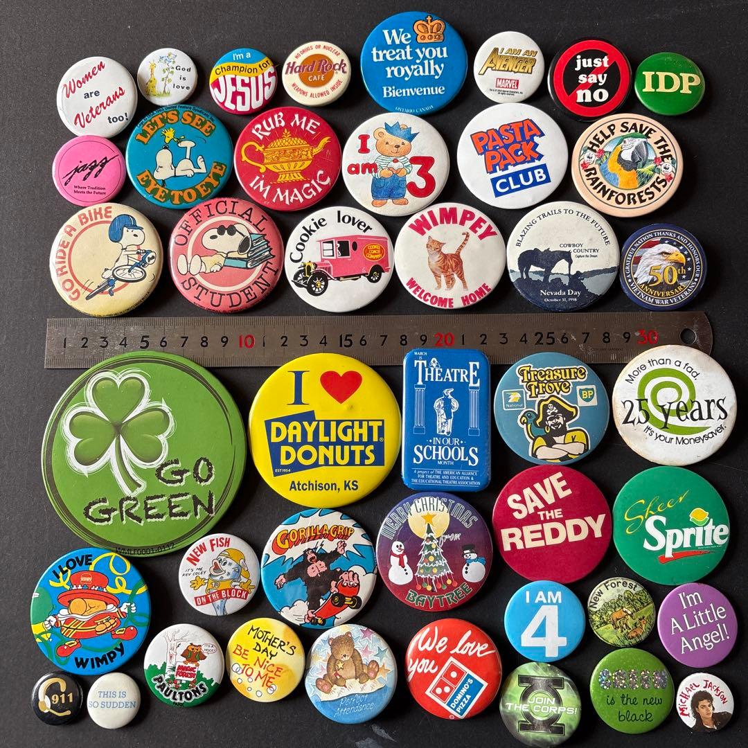 ヴィンテージ缶バッジ300個OVER ／US／UK VINTAGE