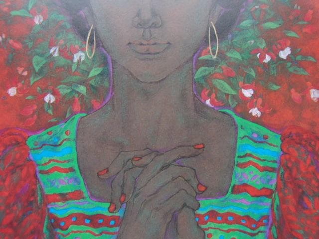 皆川千恵子、【女】、希少な額装用画集より、状態良好、新品額装付、日本人画家