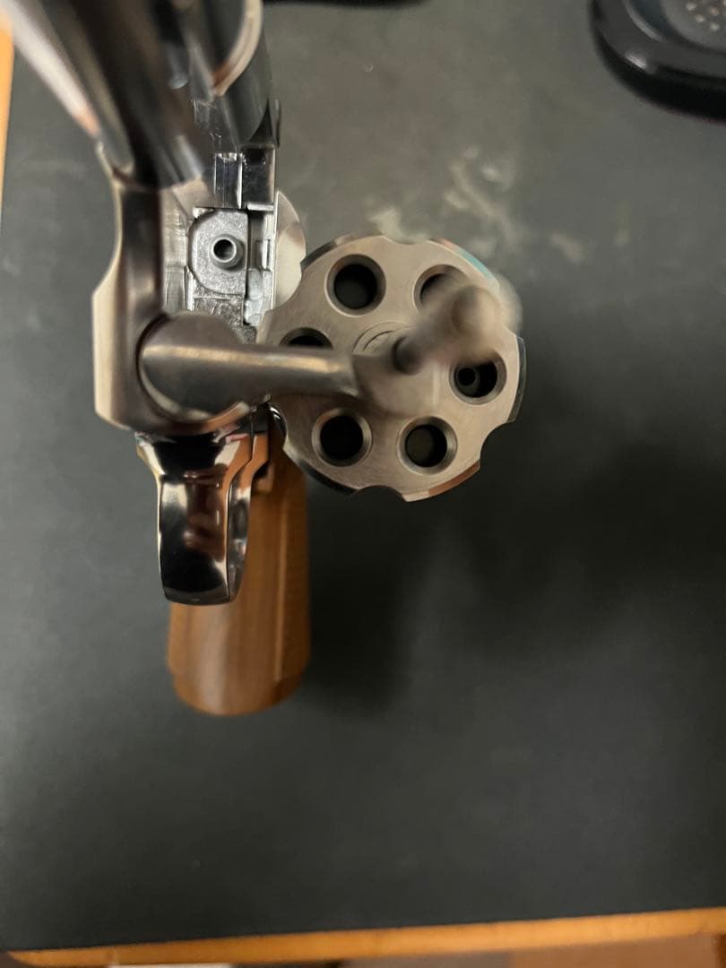 タナカ　パイソン6インチ　ステンレスフィニッシュ　木製グリップ交換済　ガスガン