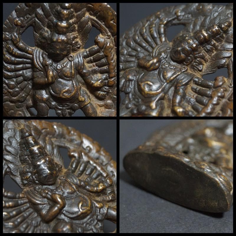 オールドチベット仏教 銅製 ドルジェマハカラカラチャクラ仏像 お守り仏像 懐中仏