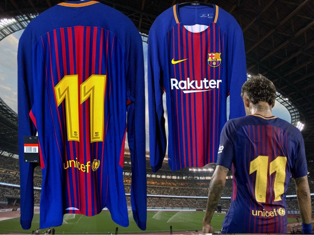 【ネイマール】バルセロナ 選手支給 ユニフォーム 17/18 「Lサイズ」長袖