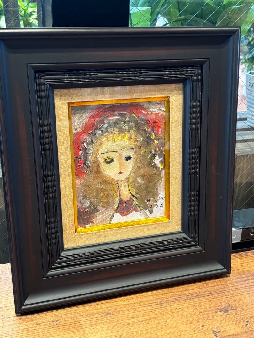 油彩 赤い帽子 絵画　織田廣喜　少女　織田ひろき　美術　おだひろき 少女