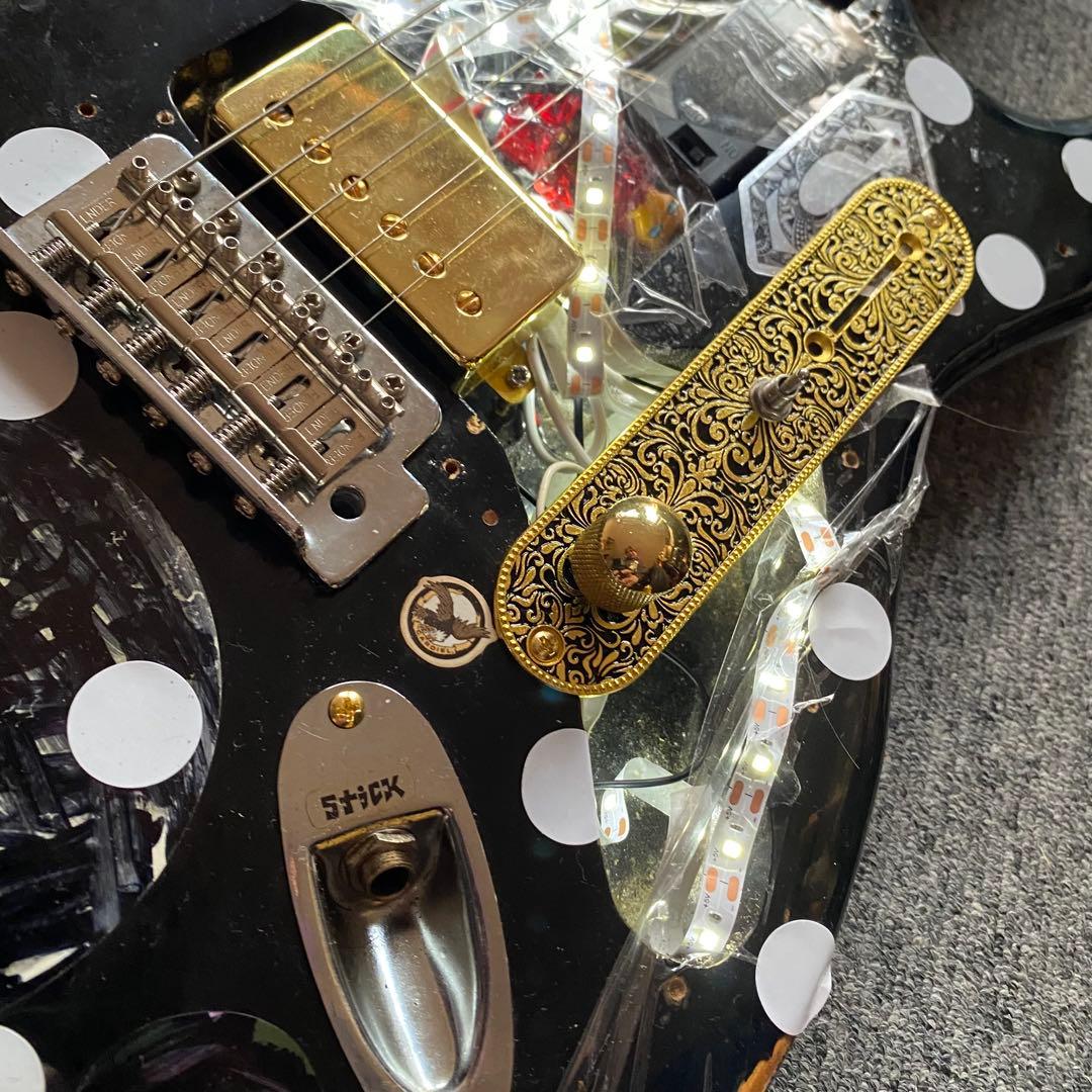 LEDネック！ブラックストラトキャスター！LIVE激目立ち！一点物