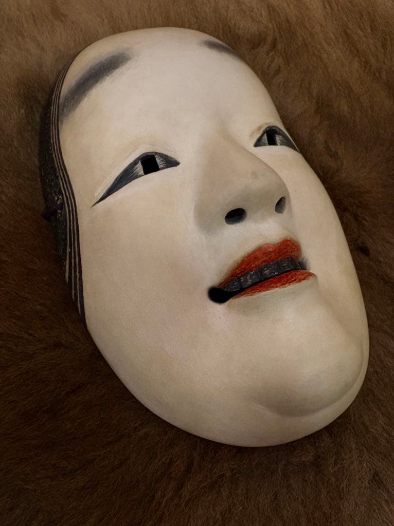 木製 能面 微笑み