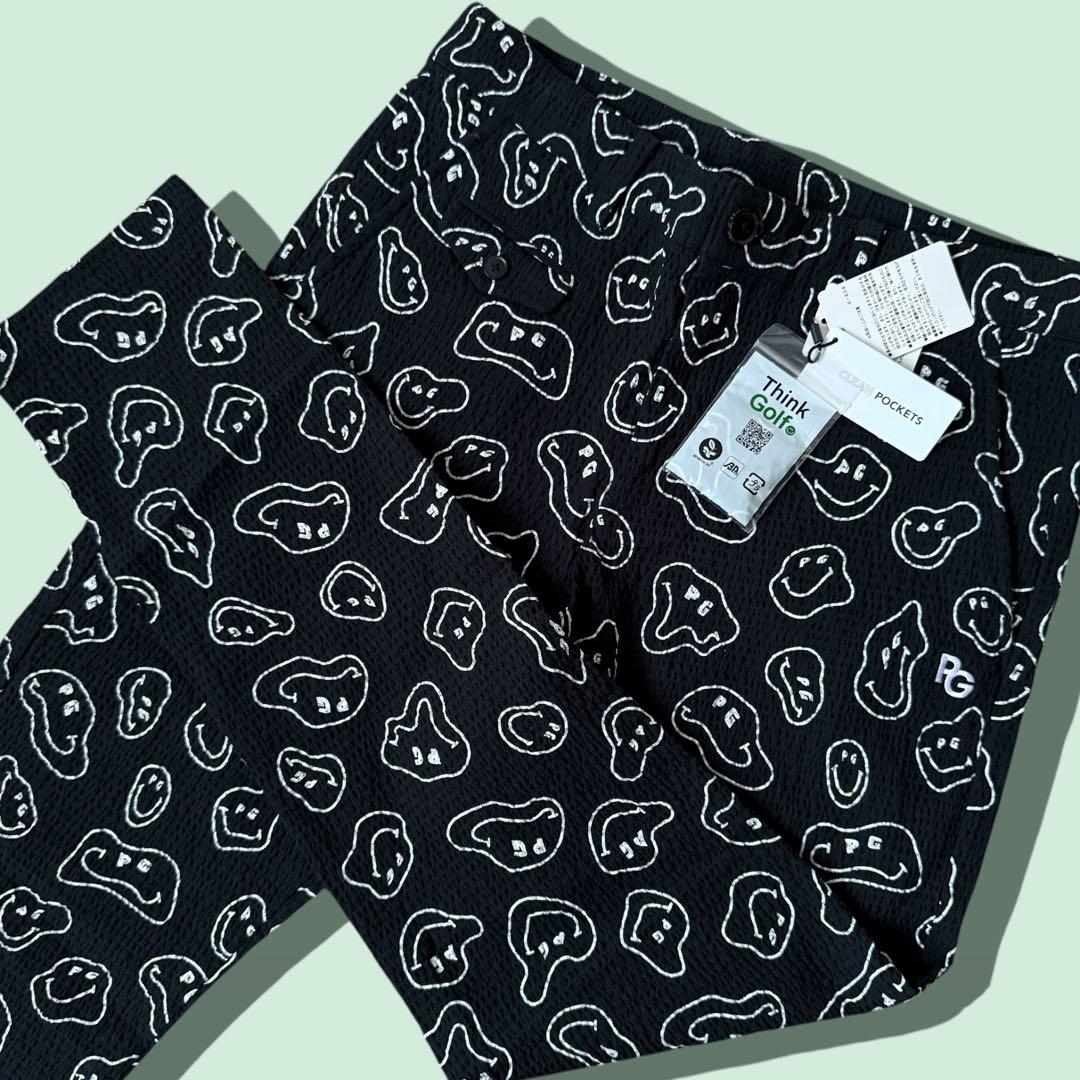 現行モデル　タグ付き新品　パーリーゲイツ　パンツ　黒　総柄　M〜L相当　4