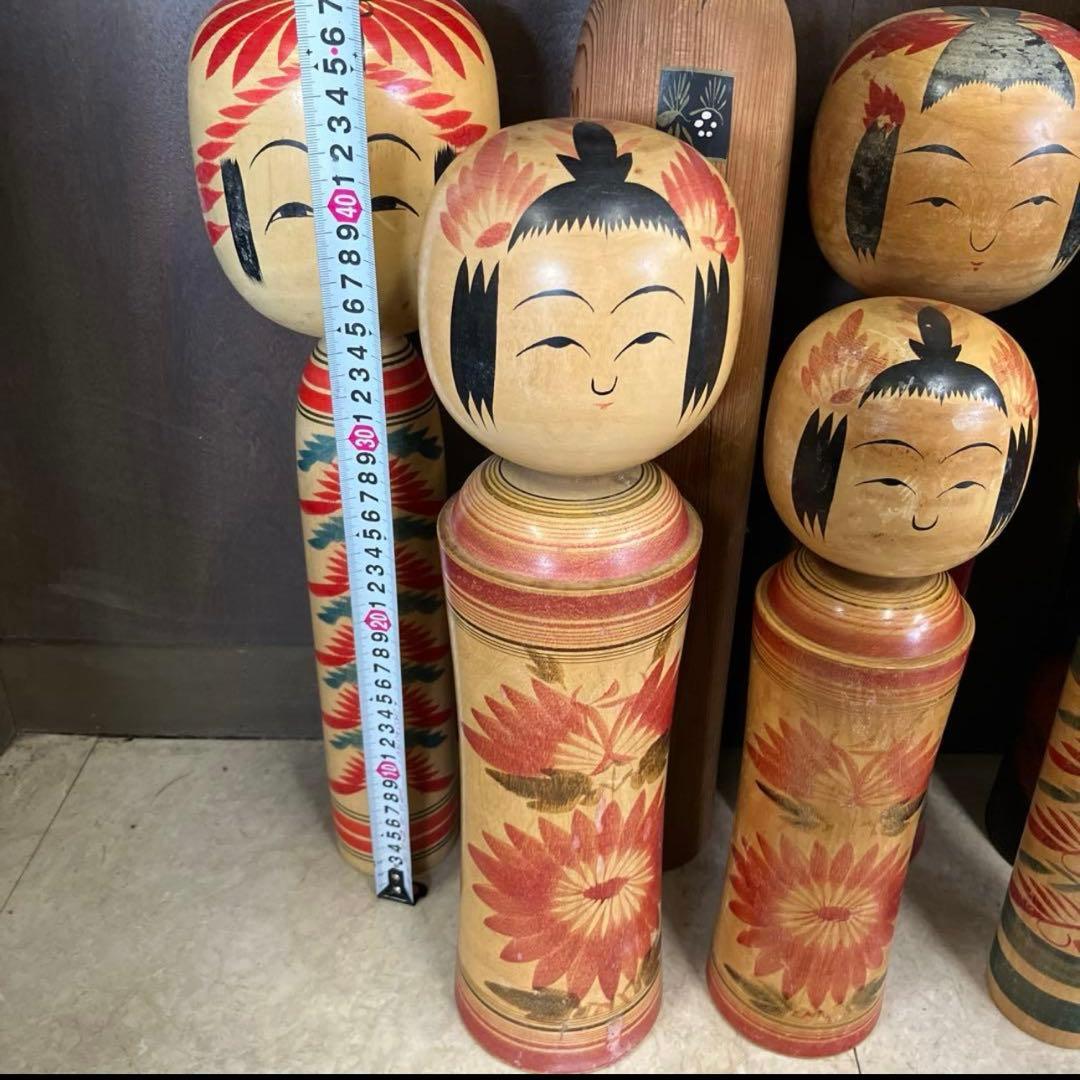D-3 昭和レトロ 木製 こけし 小芥子 大型 特大 8体セット まとめ売り