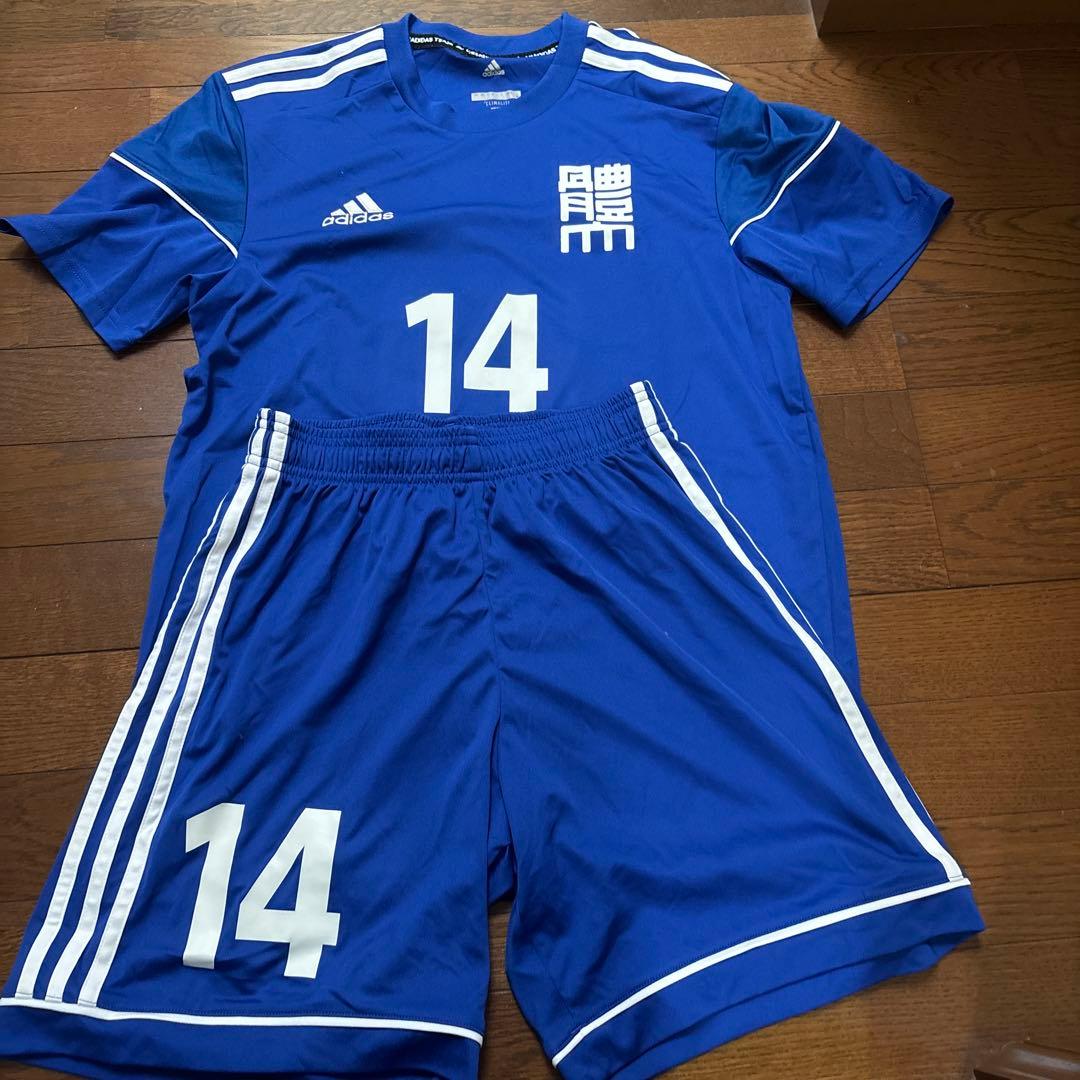 値下！日体大サッカー部ユニフォーム ブルーM アディダスadidas日本体育大学