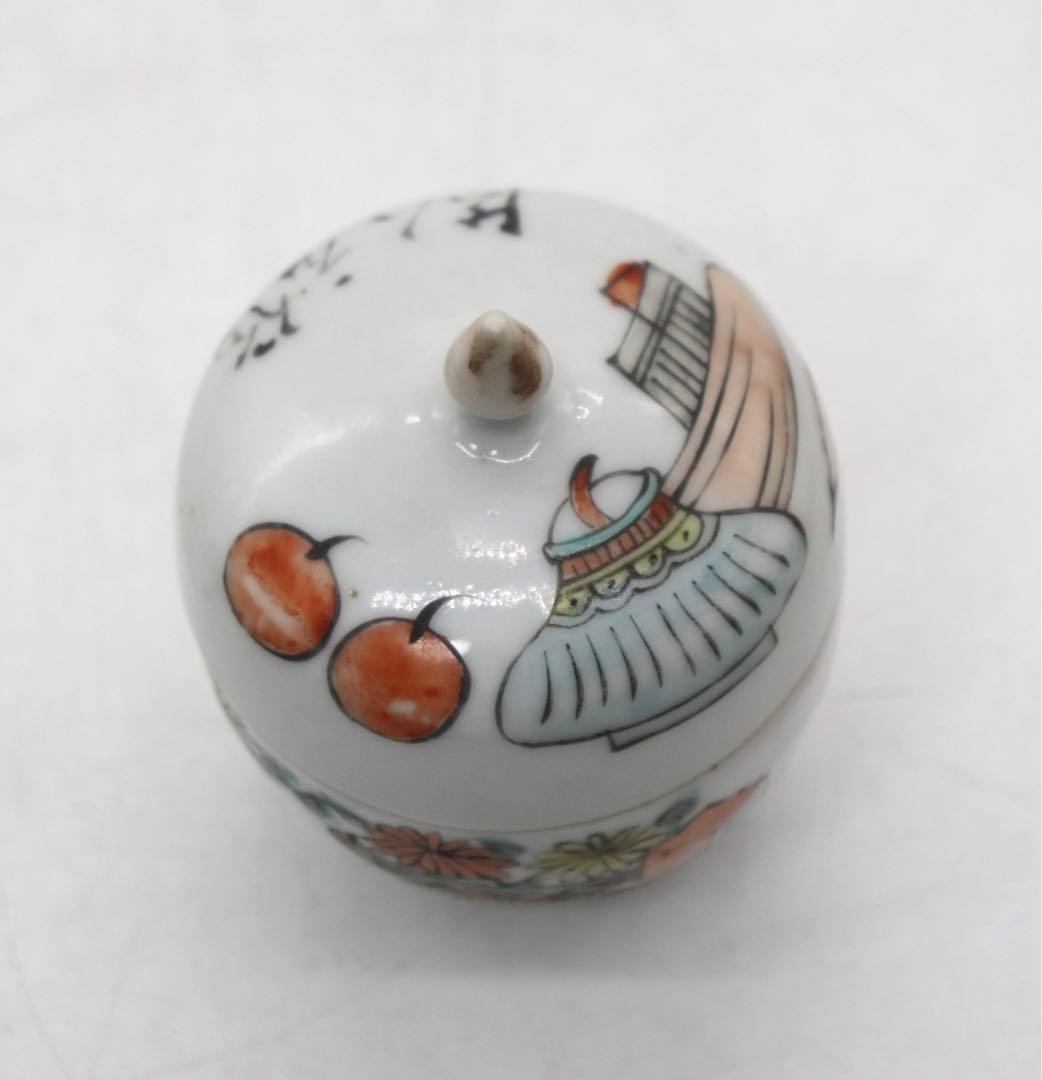 中国　清時代　粉彩　蓋物　茶入　送料込み1008